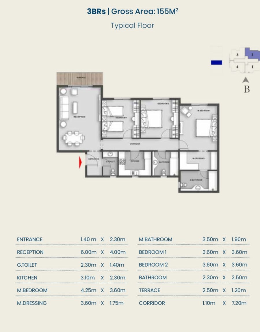 Floor plan for apartment at Aliva Mountain View Mostakbal City