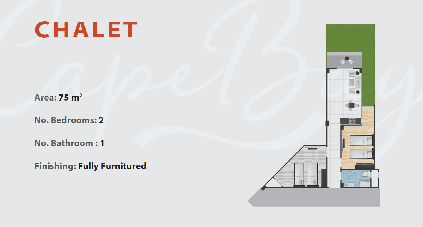 Floor plan for chalet at Cape Bay Blumar Lasirena