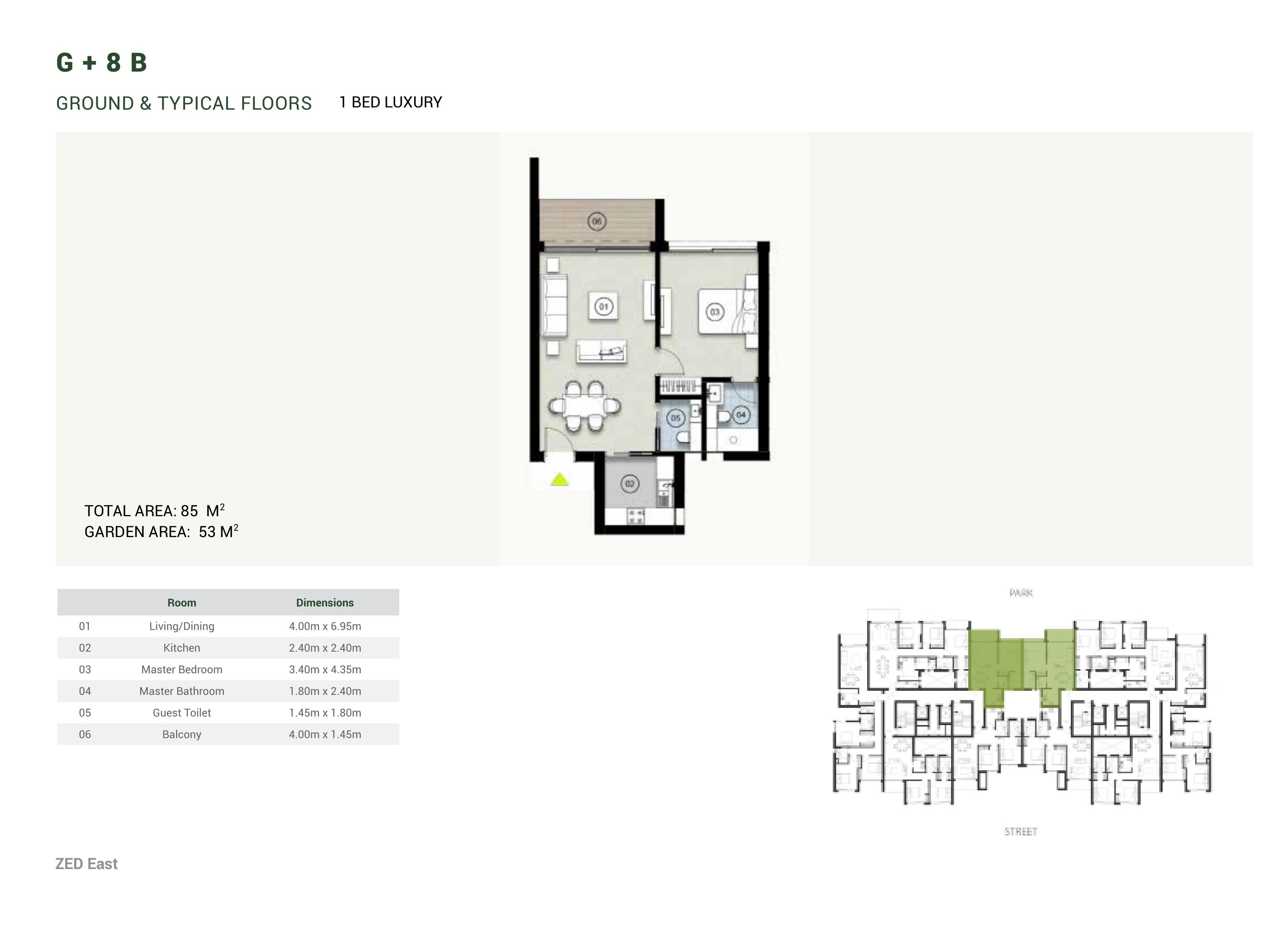 Floor plan for apartment at ZED East