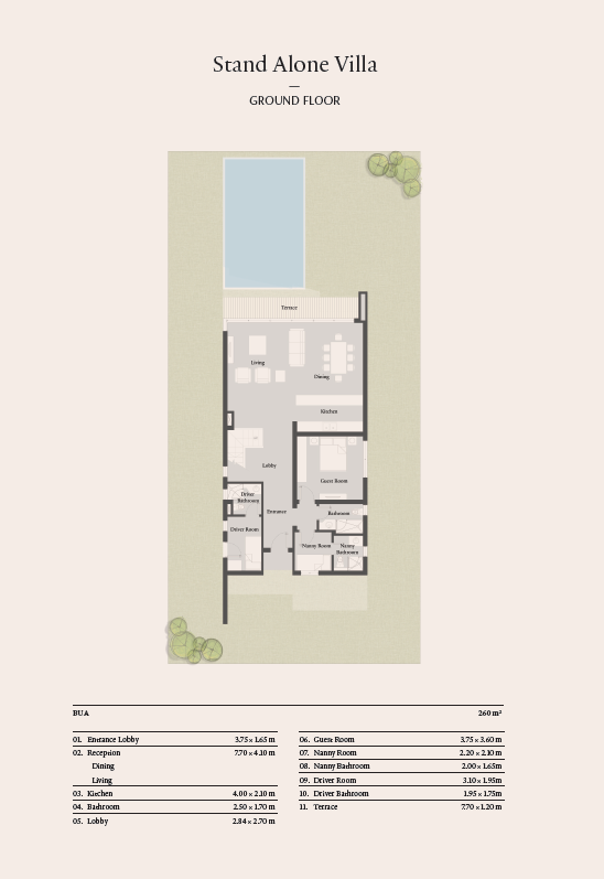Floor plan for villa at Carnelia