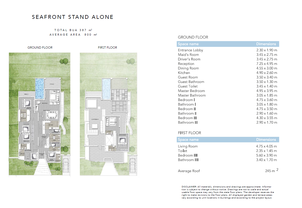 Floor plan for villa at Jefaira