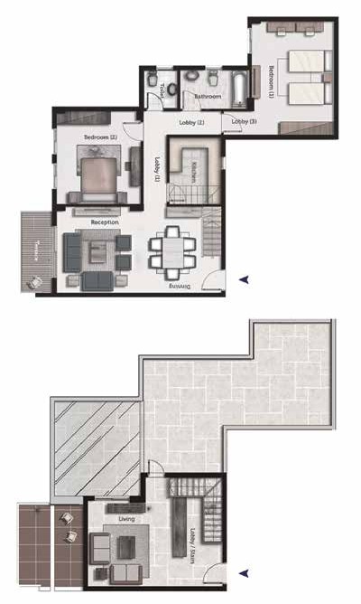 Floor plan for penthouse at Galleria Residence