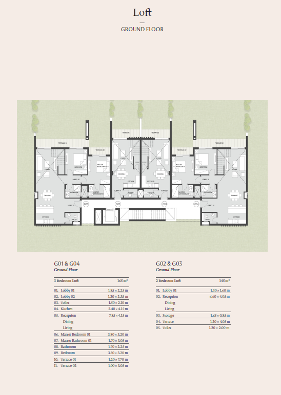 Floor plan for duplex at Carnelia