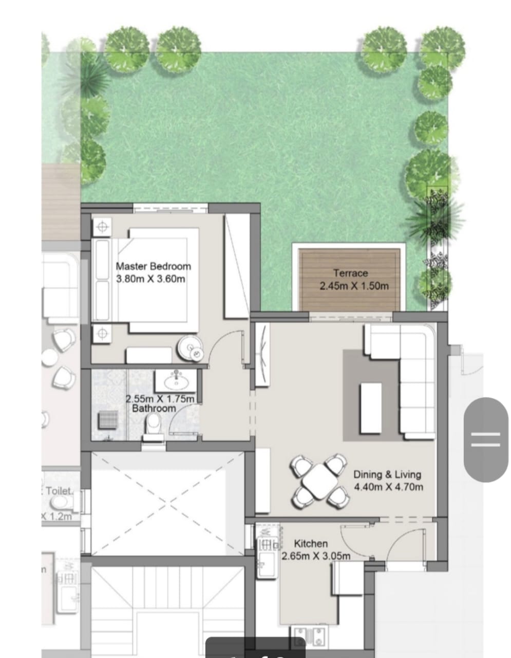 Floor plan for studio at Hyde Park