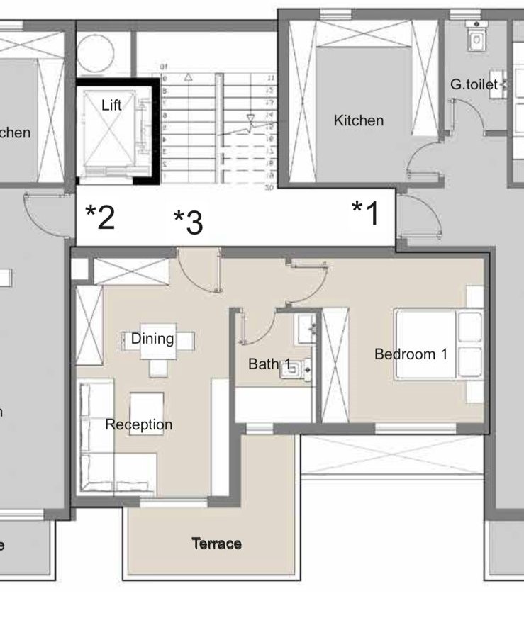 Floor plan for studio at Badya