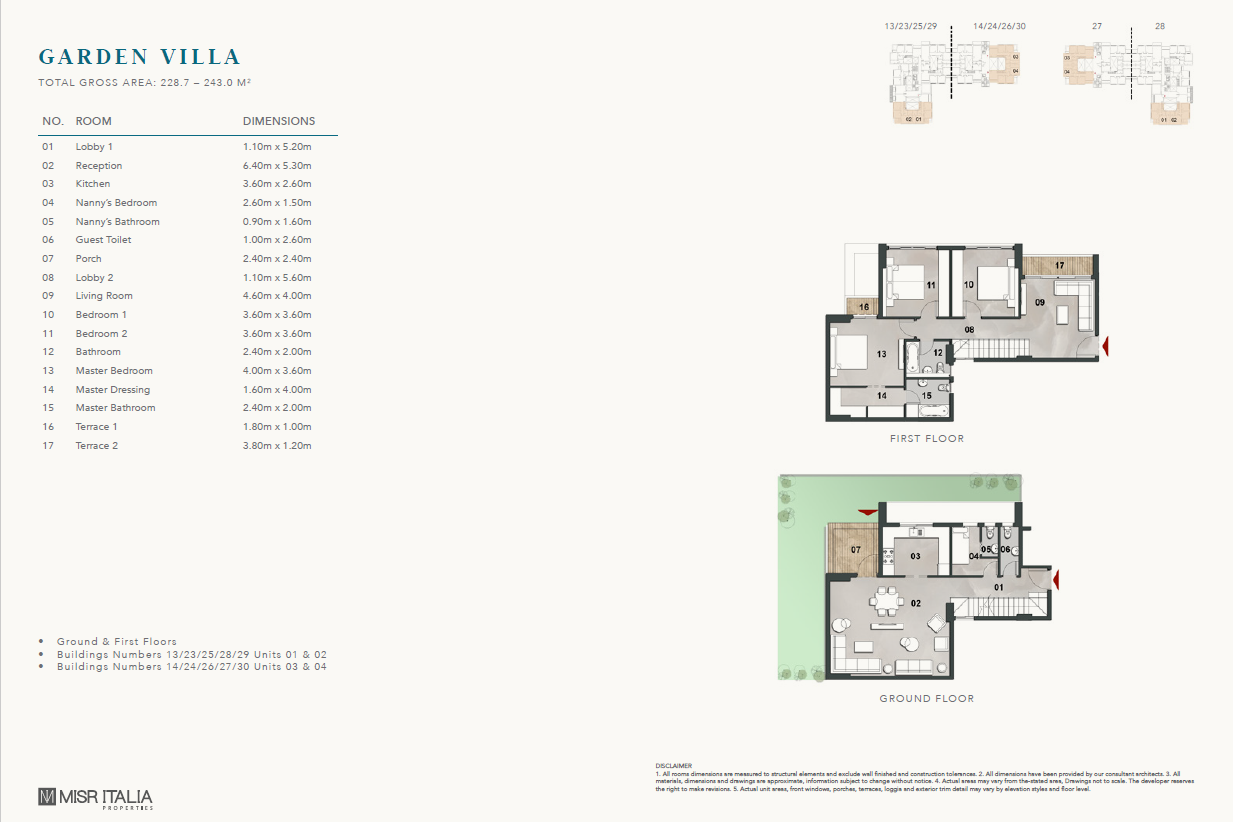 Floor plan for villa at Vinci