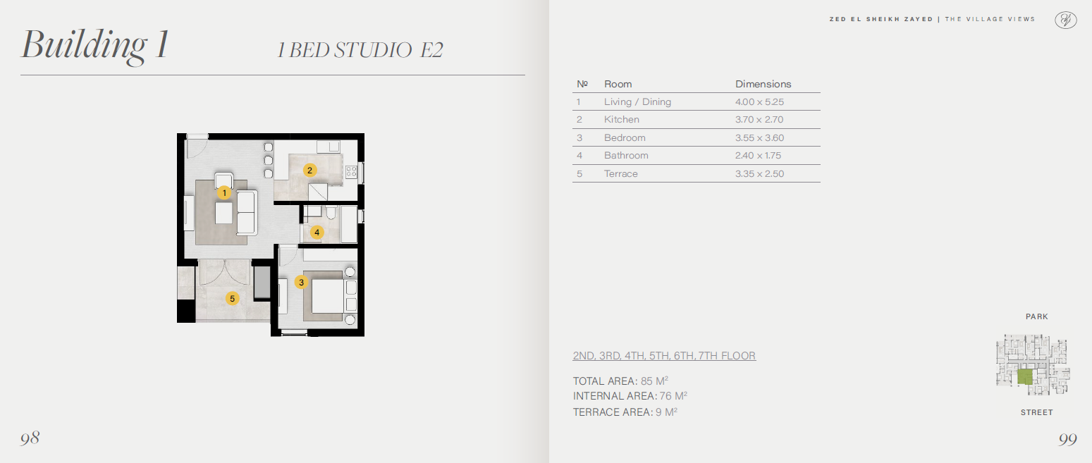 Floor plan for studio at ZED