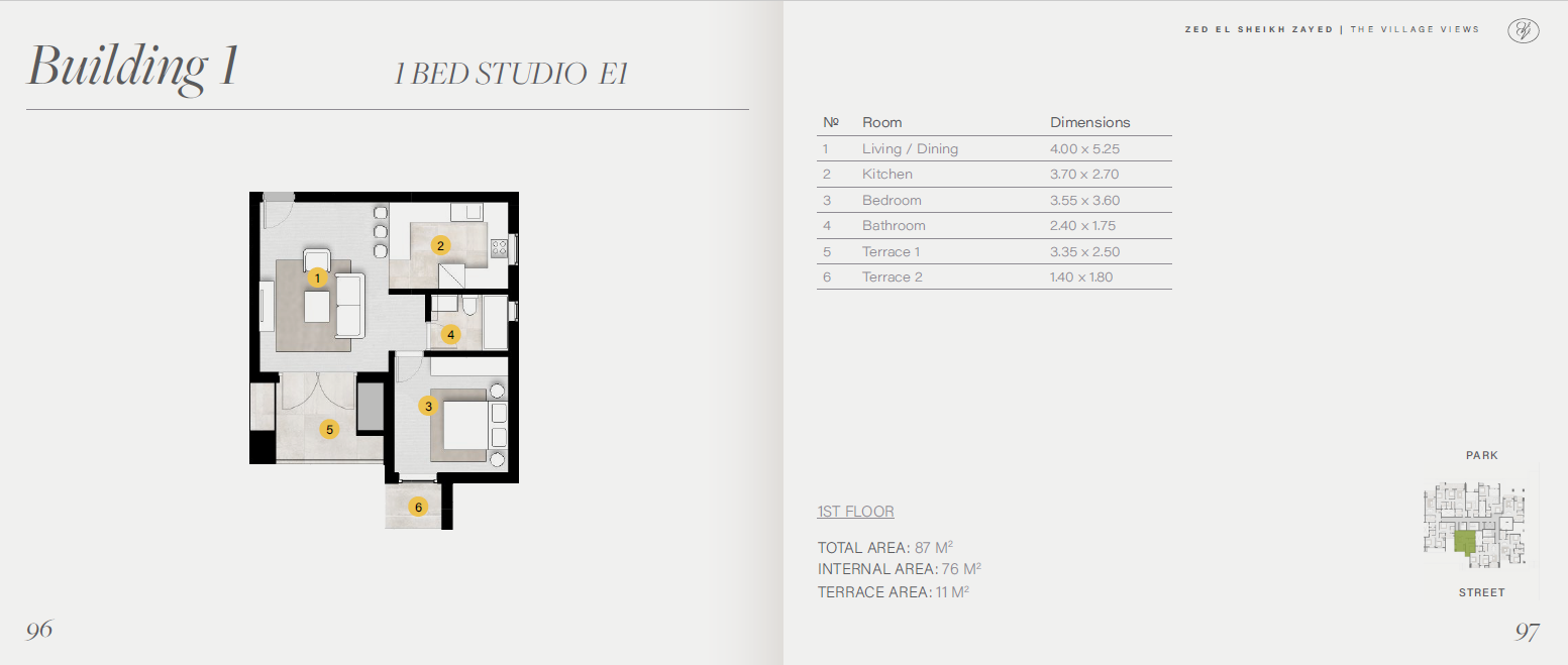 Floor plan for studio at ZED