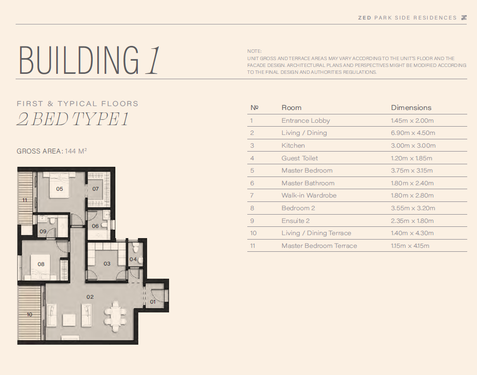 Floor plan for apartment at ZED