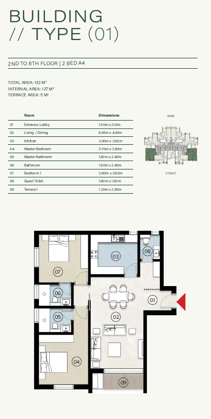 Floor plan for apartment at ZED East