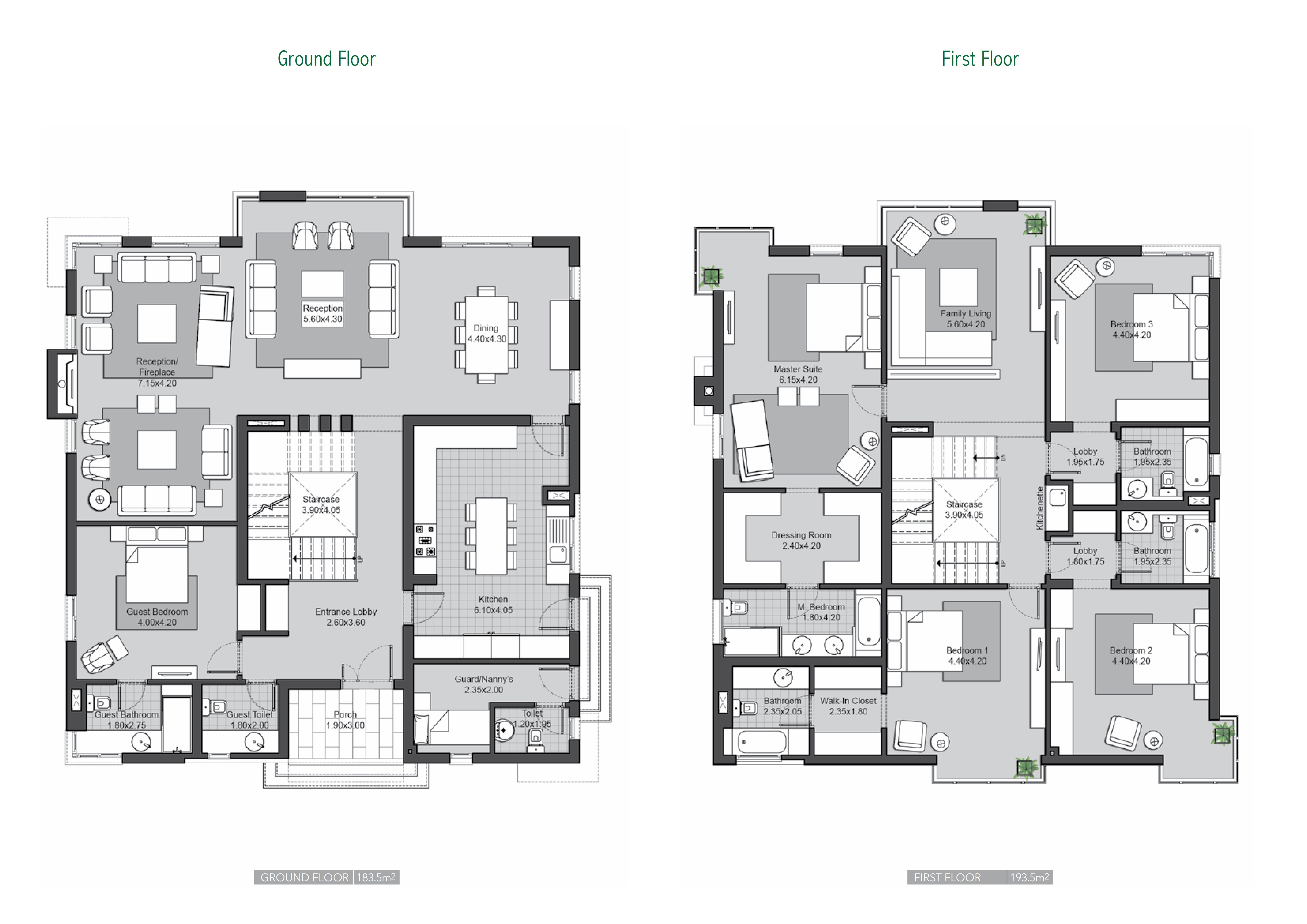 Floor plan for villa at Villette