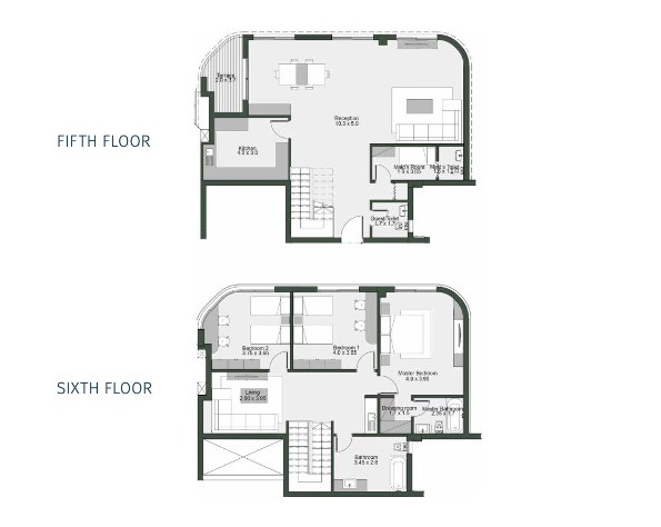 Floor plan for penthouse at Bloomfields