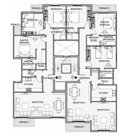 Floor plan for apartment at Sarai