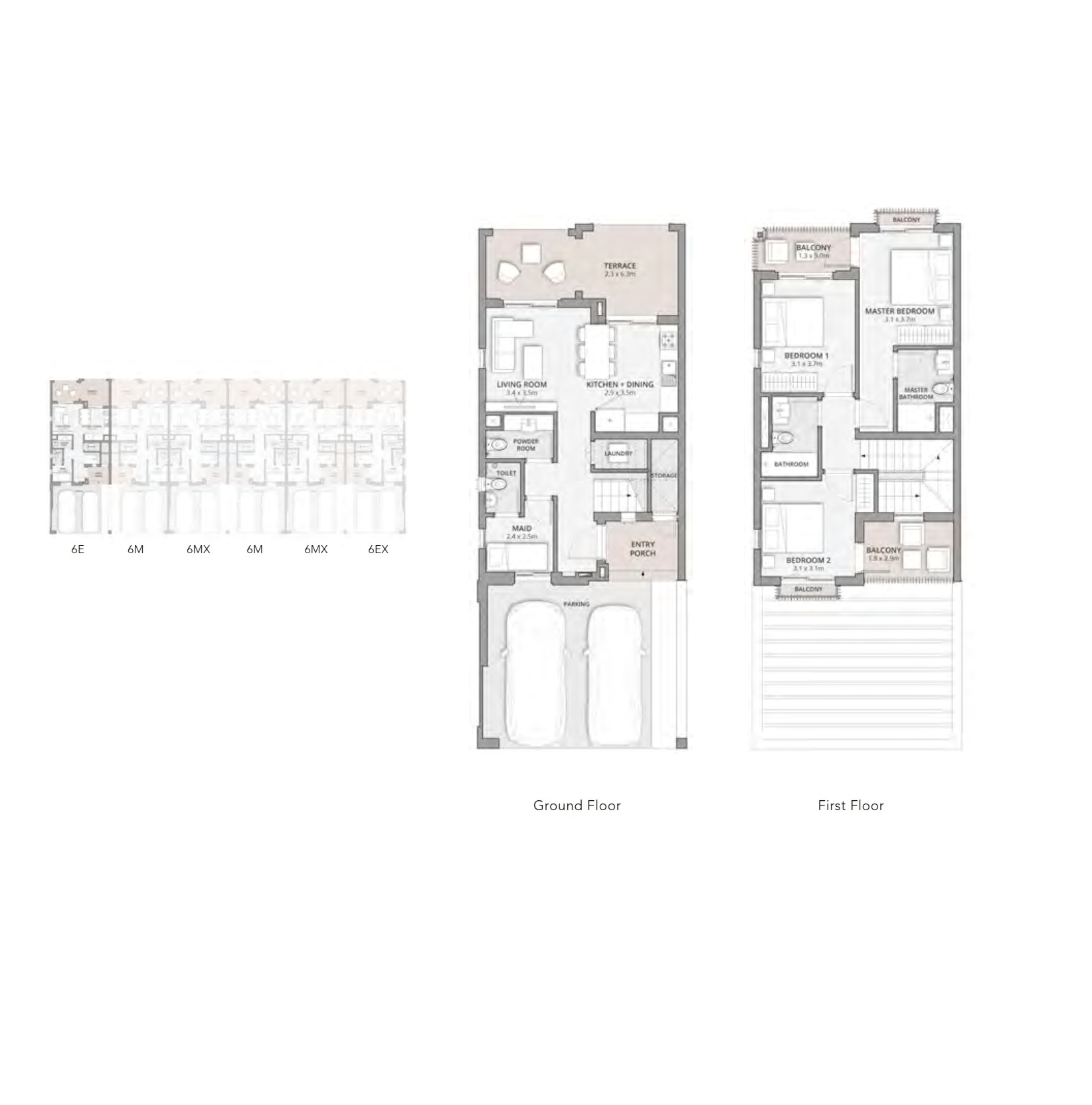 Floor plan for townhouse at Riva Villas  Marassi