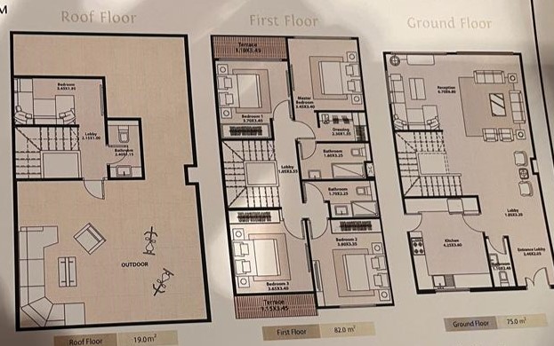 Floor plan for townhouse at Azzar New Cairo