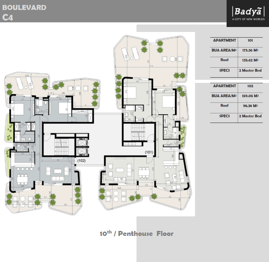 Floor plan for penthouse at Badya
