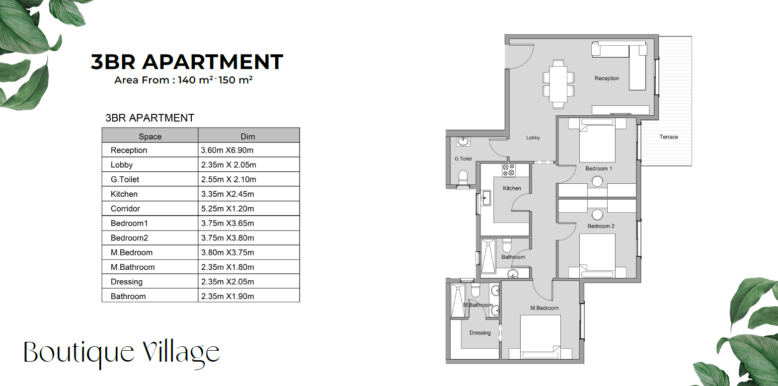 Floor plan for apartment at Boutique Village