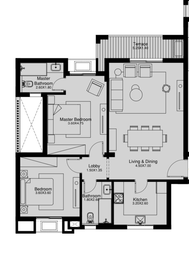 Floor plan for apartment at O West Orascom
