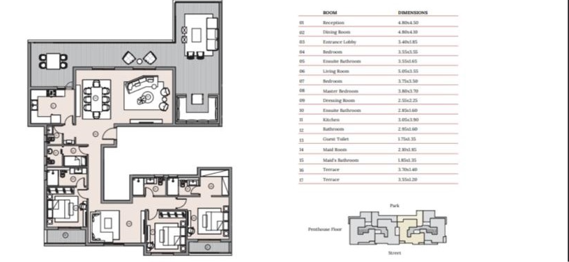 Floor plan for penthouse at Haptown Park 226