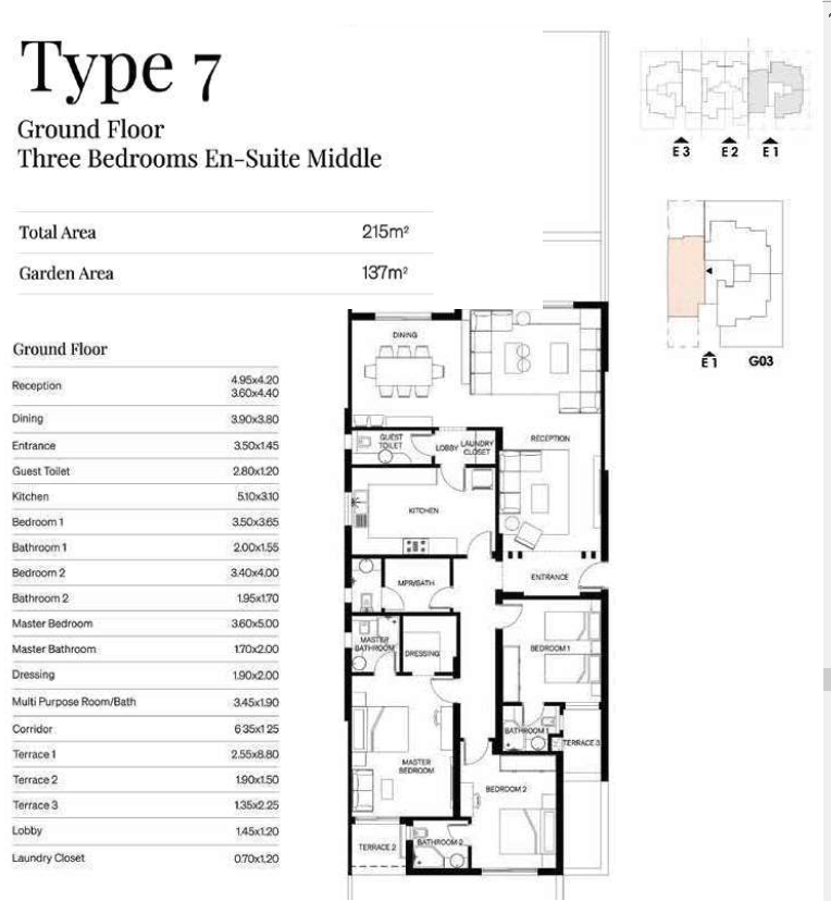 Floor plan for apartment at Trio