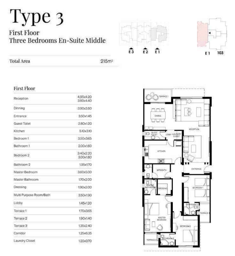 Floor plan for apartment at Trio