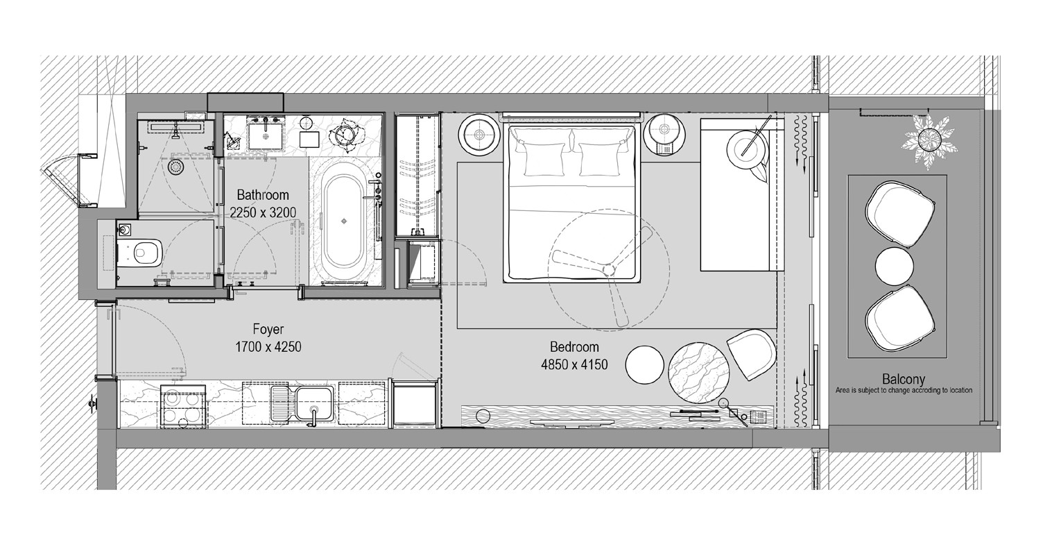 Floor plan for studio at Address Residences  Marassi Beach