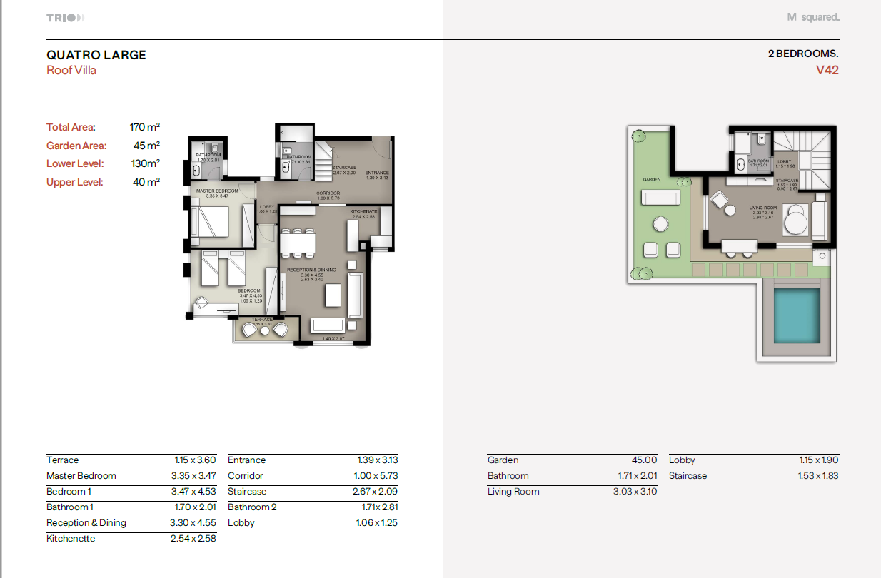 Floor plan for duplex at Trio