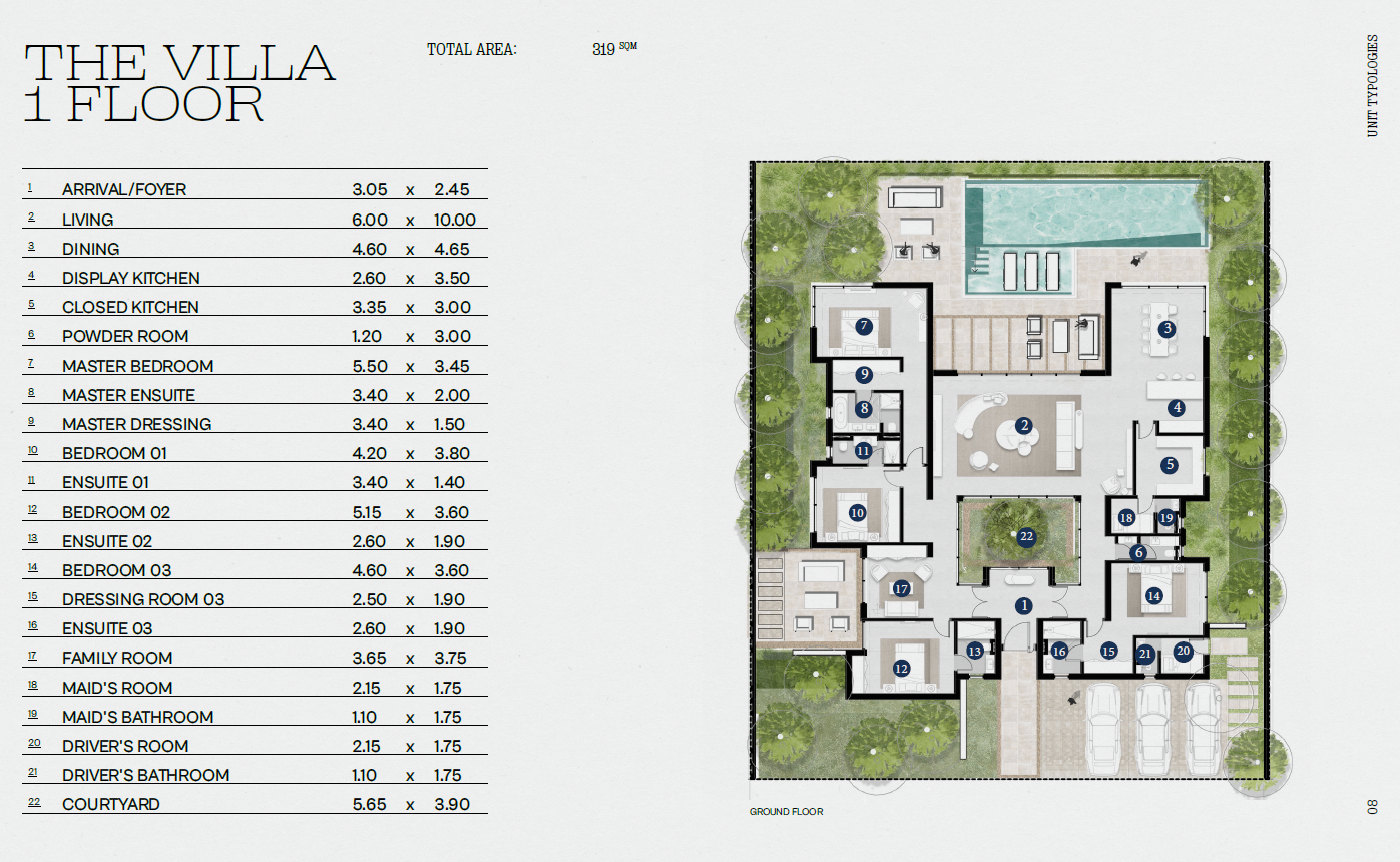 Floor plan for villa at Solana