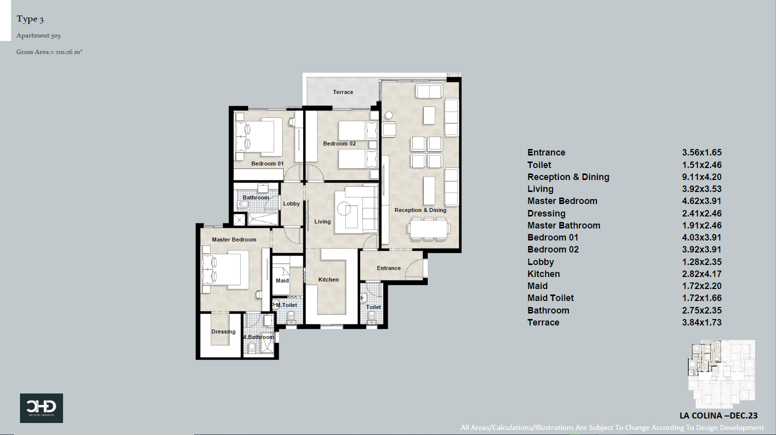 Floor plan for apartment at La Colina