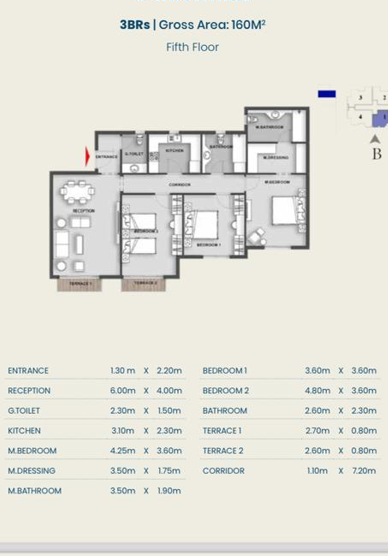 Floor plan for apartment at Aliva Mountain View Mostakbal City