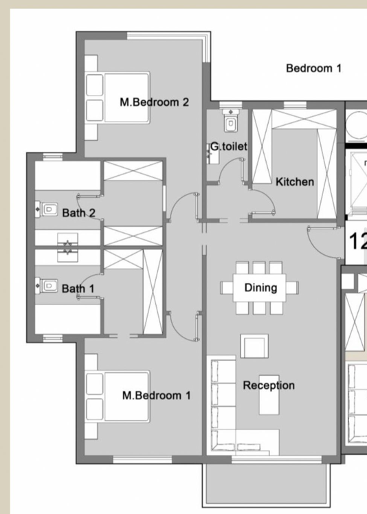 Floor plan for apartment at Badya