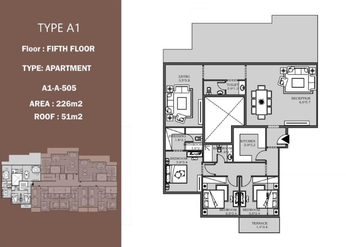 Floor plan for apartment at Peerage Residence