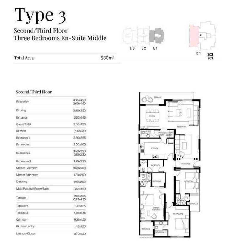 Floor plan for apartment at Trio