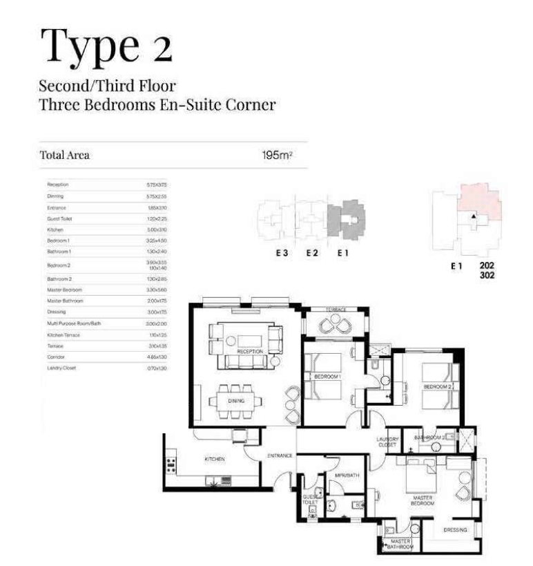 Floor plan for apartment at Trio