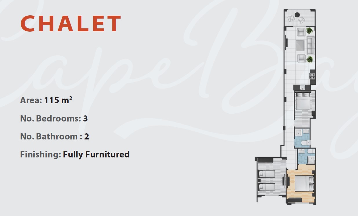 Floor plan for chalet at Cape Bay Blumar Lasirena