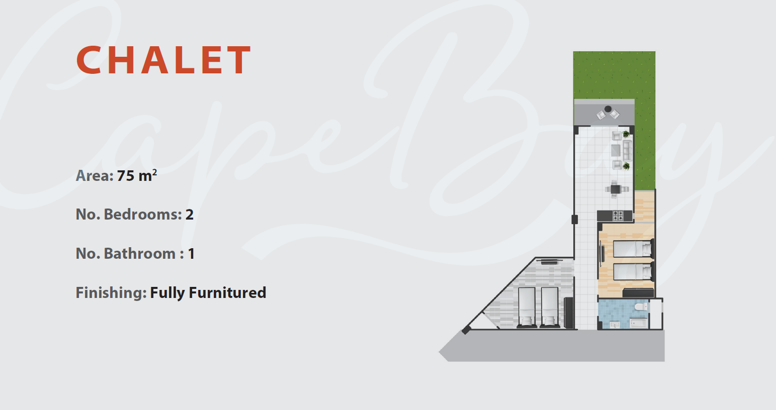 Floor plan for chalet at Cape Bay Blumar Lasirena