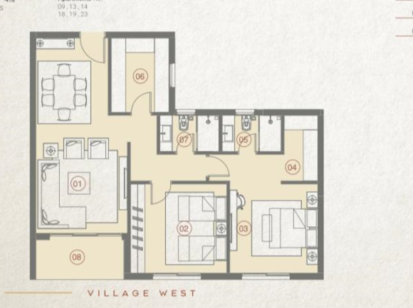 Floor plan for apartment at Village West