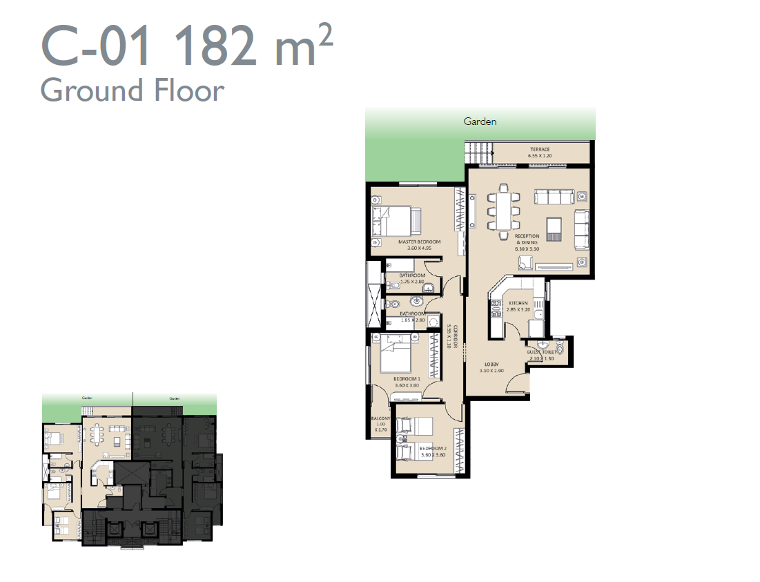 Floor plan for apartment at Bleu Vert