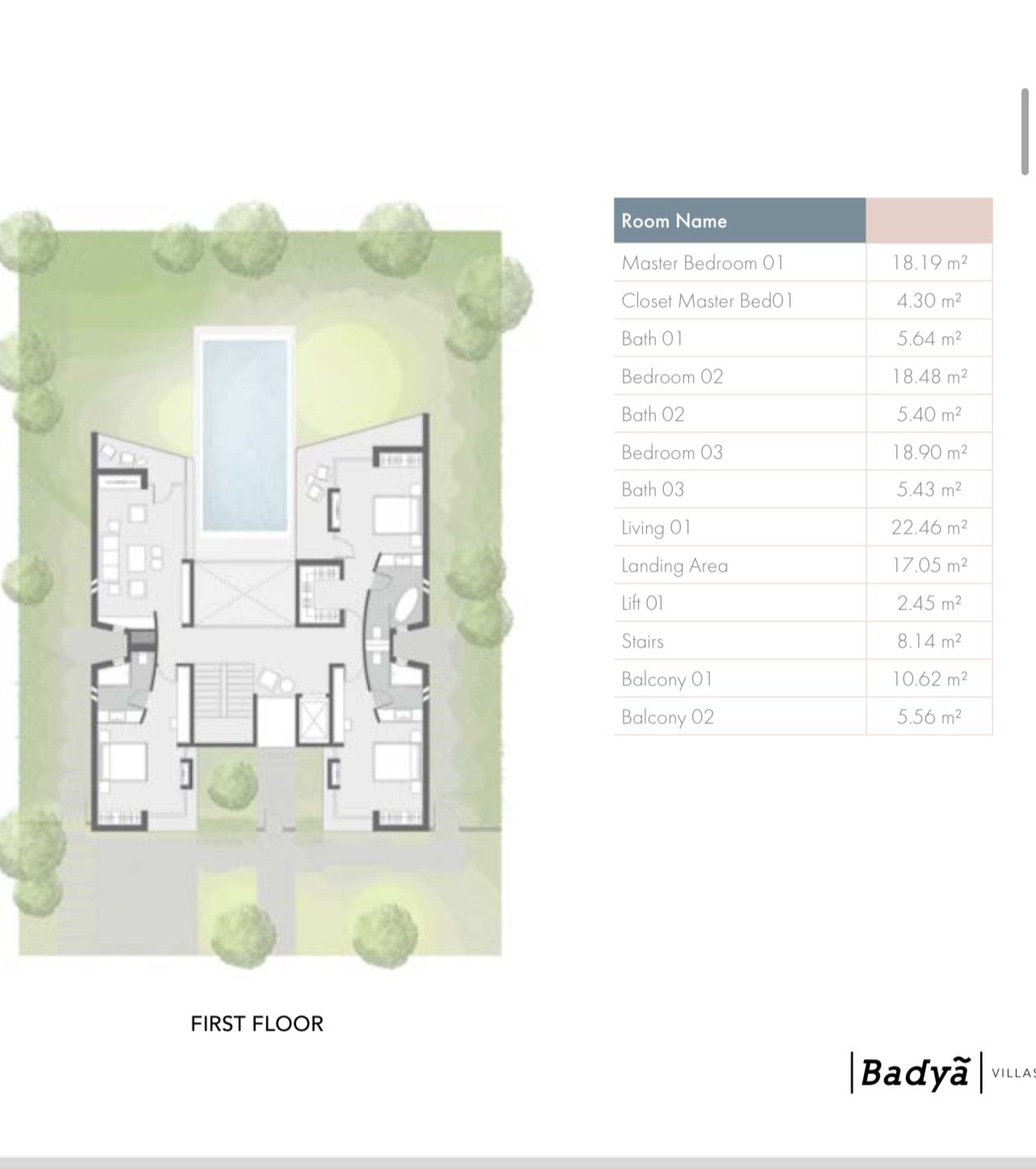Floor plan for villa at Badya