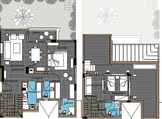 Floor plan for duplex at Trio