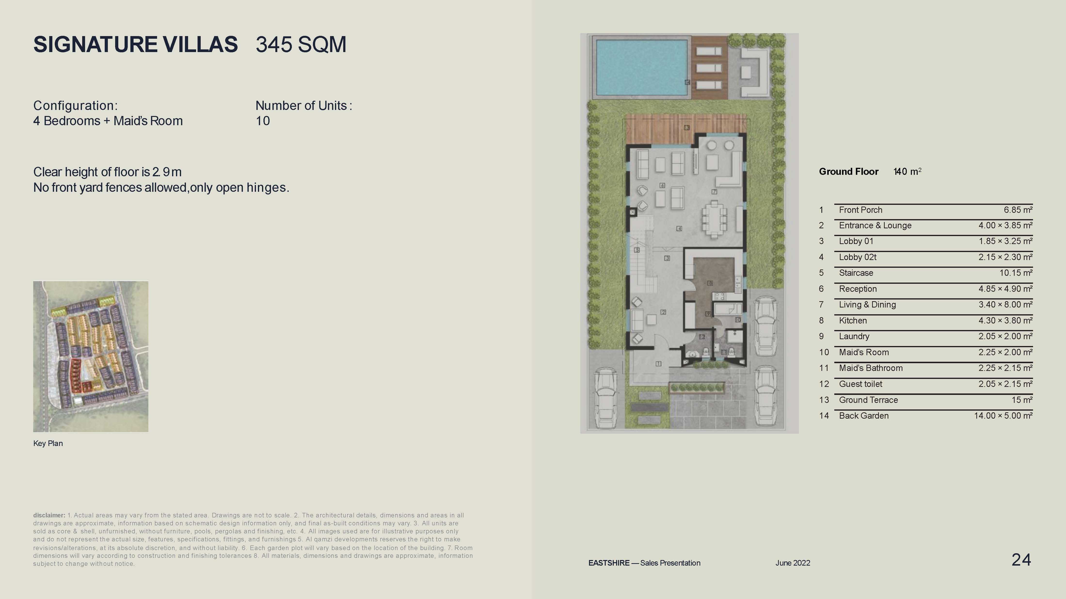 Floor plan for villa at Eastshire