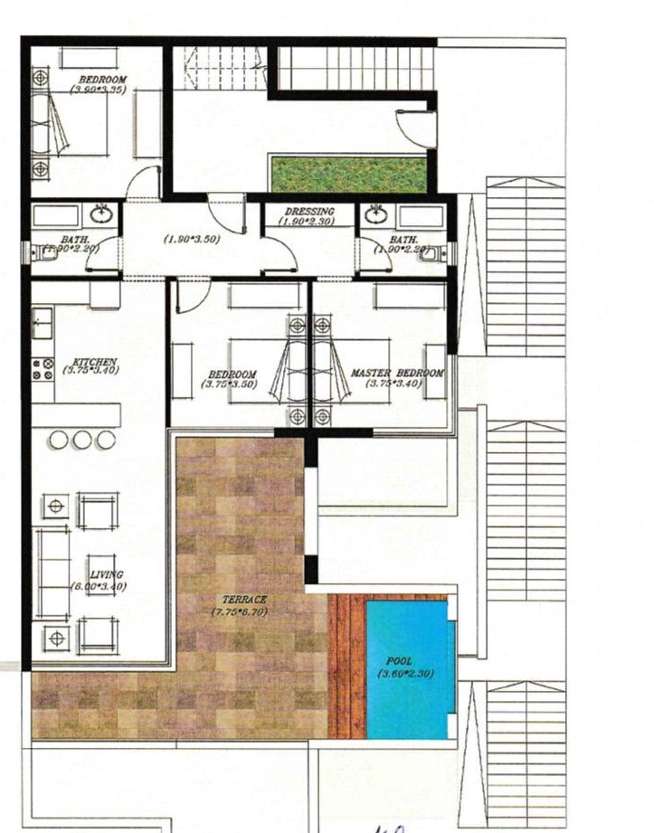 Floor plan for chalet at Ein Hills