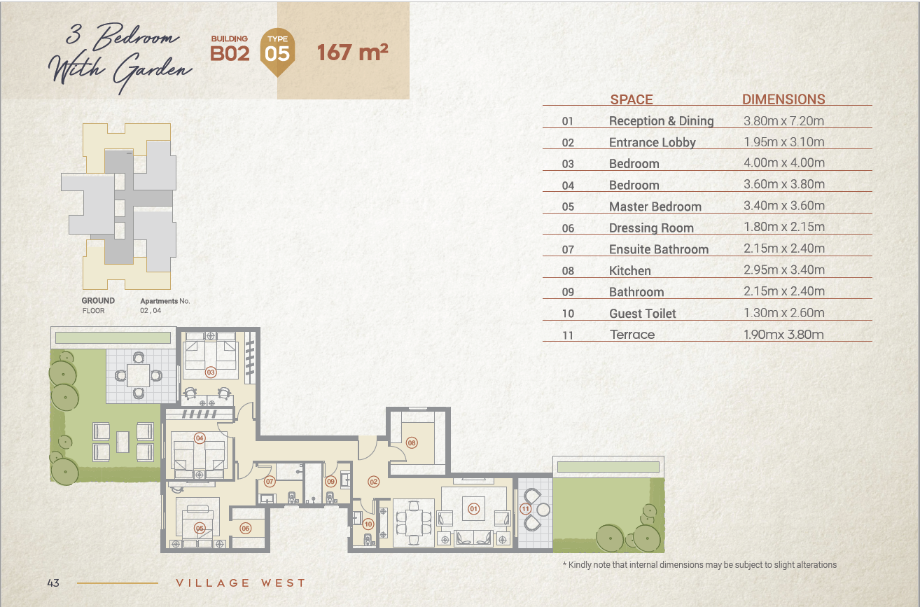 Floor plan for apartment at Village West