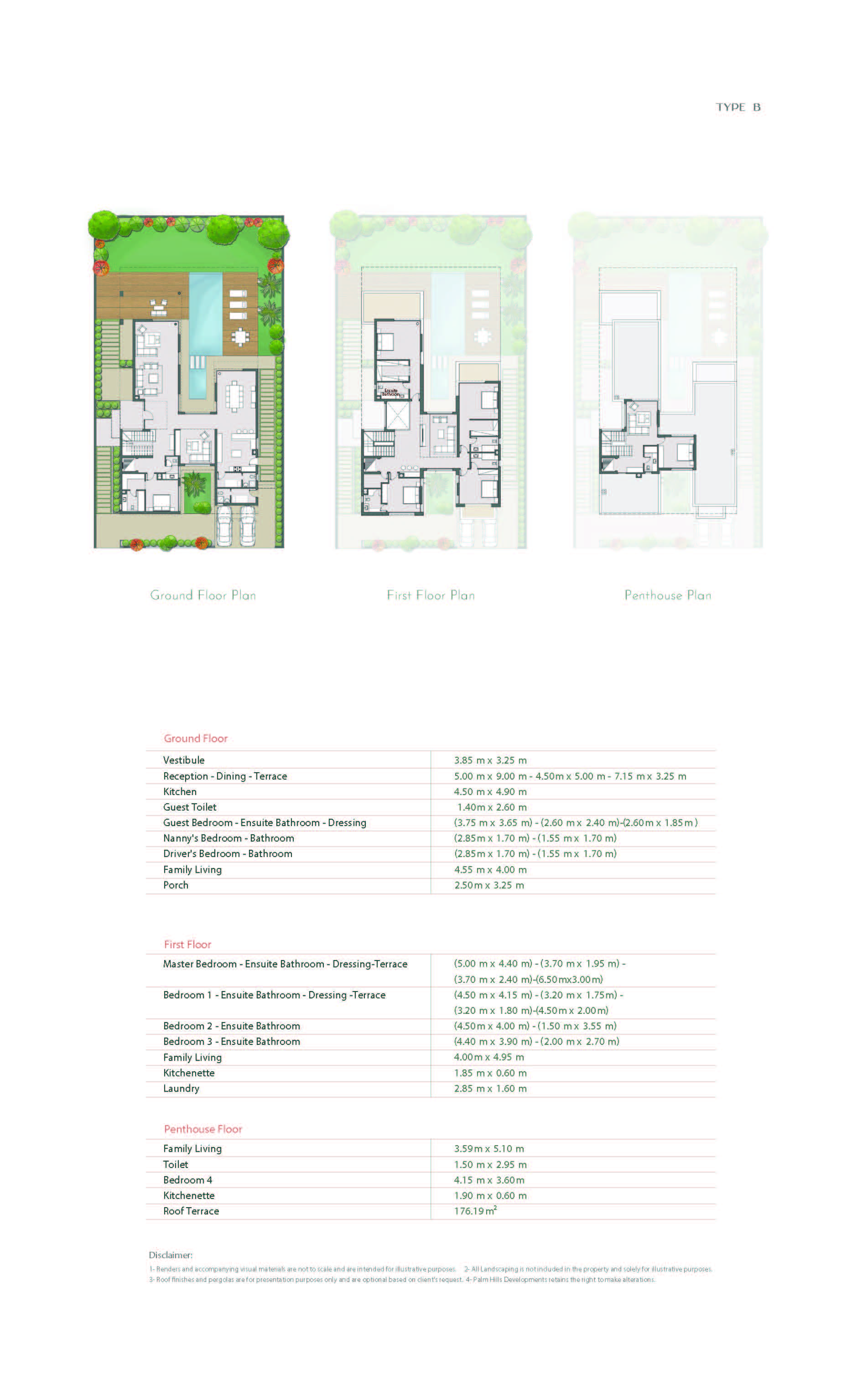 Floor plan for villa at Palm Hills New Cairo