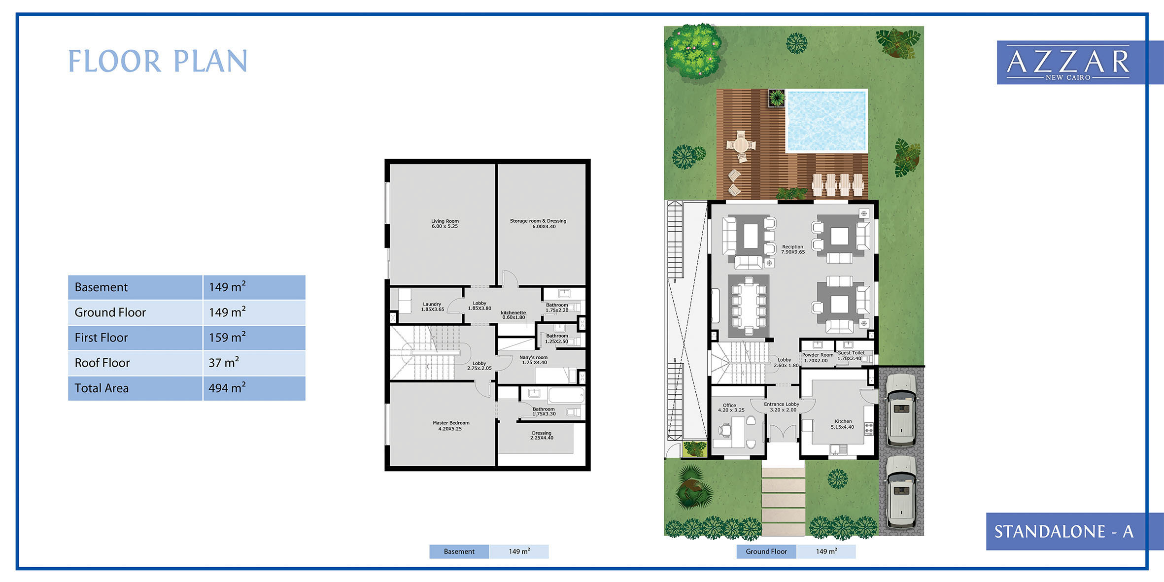 Floor plan for villa at Azzar New Cairo