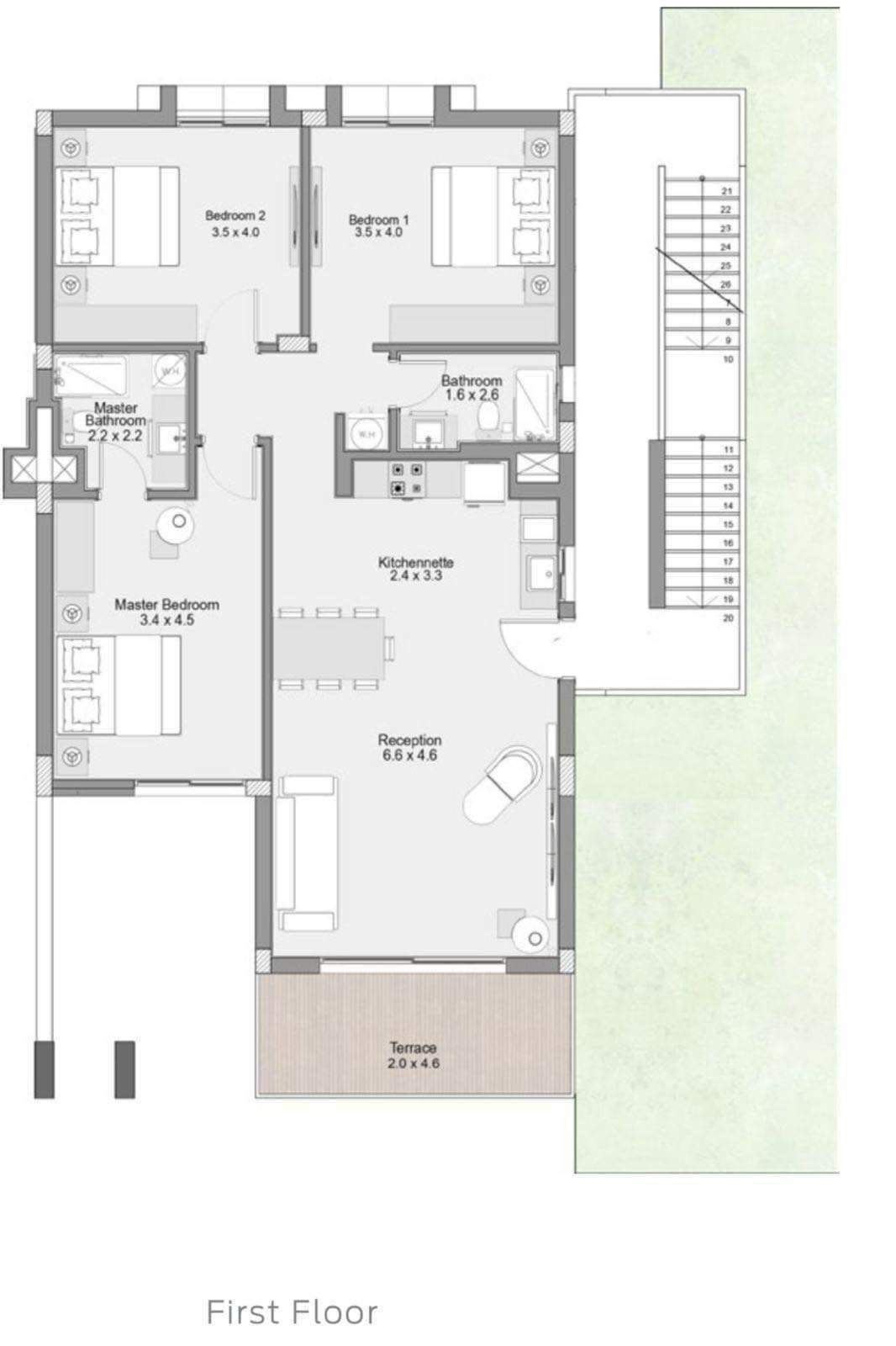 Floor plan for chalet at D-Bay