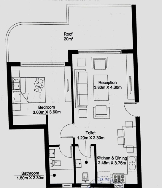 Floor plan for chalet at Hyde Park North - Seashore