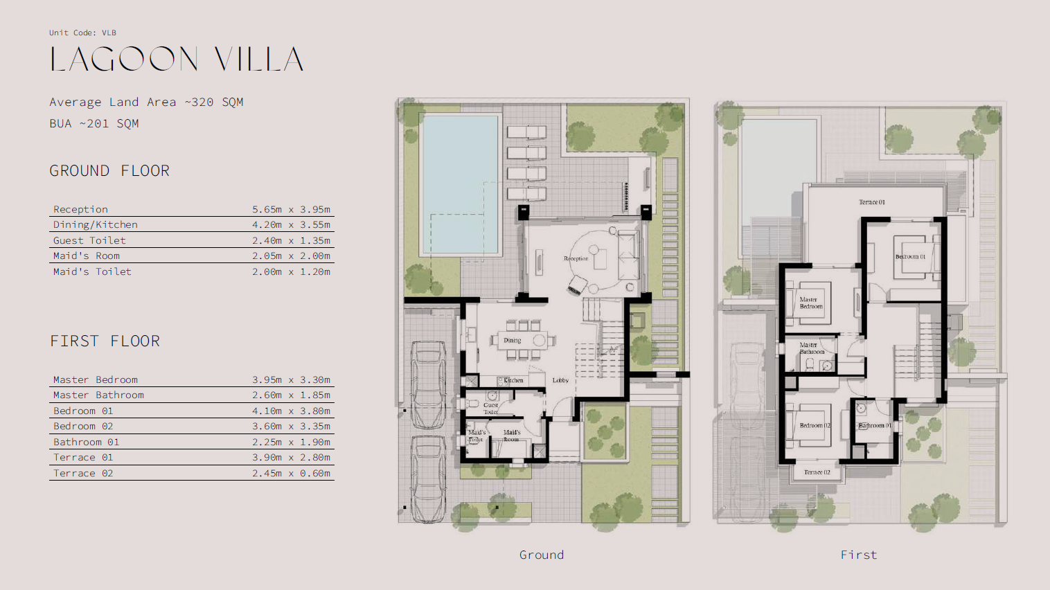 Floor plan for villa at Ayla Jefaira