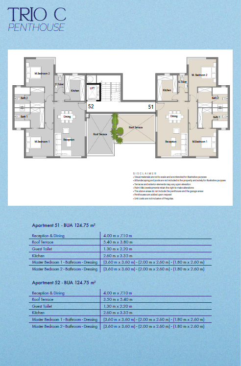 Floor plan for penthouse at Badya