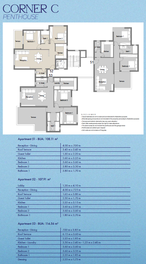 Floor plan for penthouse at Badya